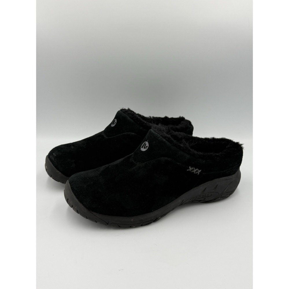 Merrell Encore Ice 4 Clog Womens Size 9 Black Suede Sherpa Wool Lined Mule Shoes